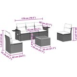  6-dijelni set vrtnih sofa od poliratana s jastucima sivi | shoptok.hr