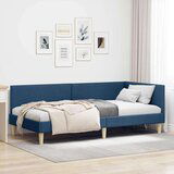 vidaXL Kutni okvir kreveta Ostalo s uzglavljem Plava 90 x 190 cm | shoptok.hr