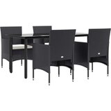  5-dijelni vrtni blagovaonski set s jastucima crni | shoptok.hr