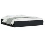 vidaXL Posteljni okvir s predali črn 160x200 cm inženirski les | Shoptok.si