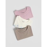 Reserved Pamučna majica 3 kom - boja orhideje | shoptok.hr