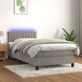  Box spring postelja z vzmetnico LED svetlo siva 90x190cm žamet, (20726500) | Shoptok.si