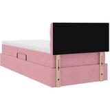  Postelja s shranjevanjem z vzmetnico Roza 90 x 190 cm Žamet, (5000100463) | Shoptok.si