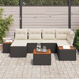  Set vrtnog kauča od 7 dijelova s jastučićima Crni Poli Ratan Akacija | shoptok.hr