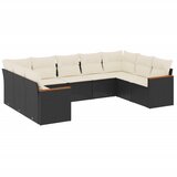Maison Chic Seti vrtnega pohištva - Vrtna garnitura - Vrtni pohištvo set 9-delna z blazinami črn poli ratan, (21797173) | Shoptok.si