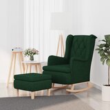  Fotelja od tkanine s ljuljajućim nogama i tabureom tamnozelena | shoptok.hr