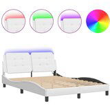  The Living Store Posteljni okvir z LED lučkami bel 140x200 cm umetno usnje - Posteljni Okvir, (21445648) | Shoptok.si