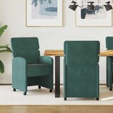 vidaXL Jedilni stoli s kolesi 2 pcs Temno zelena 58 x 65 x 98 cm Žamet | Shoptok.si