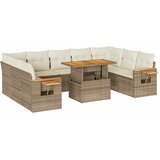  10-dijelni set vrtnih sofa s jastucima bež od poliratana bagrem | shoptok.hr