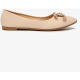 Resti Beige women's pointed-toe ballerinas with embellishment on the nose Figgda | Eponuda.ba