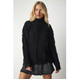 Happiness İstanbul Women's Black Tassel And Torn Detailed Knitwear Sweater Cene