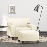  Fotelja s tabureom krem 60 cm od umjetne kože | shoptok.hr