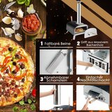 prijenosna vanjska peć za pizzu na drva, dvorišni peć za pizzu, srebrna + crna | shoptok.hr