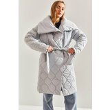 Bianco Lucci Women's Metal Button Quilted Oversize Puffer Coat Cene