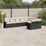 vidaXL 9-dijelni set vrtnih sofa s jastucima crni od poliratana | shoptok.hr