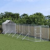 vidaXL Vanjski kavez za pse s krovom srebrni 2x14x2 5m pocinčani čelik Cijene