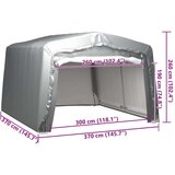 vidaXL Šotor za shranjevanje 370x370 cm jeklo siv | Shoptok.si