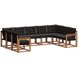  Set vanjskih sofa 9 pcs Prirodna i crna Čvrsto drvo akacije | shoptok.hr