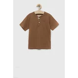 Abercrombie & Fitch Otroška bombažna kratka majica rjava barva