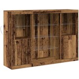vidaXL stranska omara z LED lučmi Stari les 142.5x37x100 cm Ustvarjen les | Shoptok.si