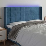  Posteljno vzglavje temno modro 183x16x118/128 cm žamet, (20953568) Cene