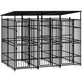 vidaXL Zunanji pasji boks s streho jeklo 5,53 m², (20759695) | Shoptok.si