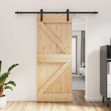  Klizna vrata Prirodna i crna 85 x 210 cm Čvrsta borovina | Eponuda.ba