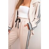 Kesi Włoski Women's set with viscose, featuring piping and a sports jacket beige | Shoptok.si