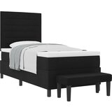 vidaXL Postelja s škatlastim vzmetenjem z vzmetnico in klopjo Črna 80x200 cm Tkanina, (22082993) | Shoptok.si