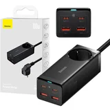 GaN3 Pro stenski polnilec / powerstrip 2xUSB + 2xUSB-C + AC, 100W (črn), (20633423)