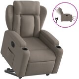 vidaXL Električni naslanjač s funkcijo vstajanja taupe blago, (20926587) Cene