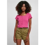 UC Ladies Women's T-shirt with button fastening and ribbed light purple