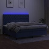  Krevet box spring s madracem LED plavi 200x200 cm od tkanine | shoptok.hr