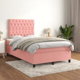 The Living Store Box spring postelja z vzmetnico roza 120x200 cm žamet - Box Spring Postelja, (21488669) Cene