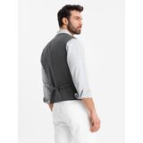 Ombre Men's suit vest with collar - graphite | Shoptok.si