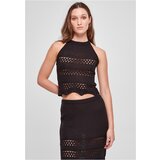 UC Curvy Ladies Short Crochet Knit Neckholder Top black Cene