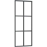 vidaXL Drsna vrata z opremo črna 76x205 cm ESG steklo | Shoptok.si