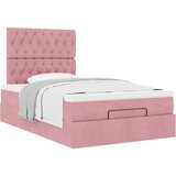 vidaXL Otomanski posteljni okvir z vzmetnicami roza 120x200cm žamet, (21608337) | Shoptok.si