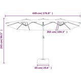 vidaXL Dvostruki suncobran s LED svjetlima crni 449 x 245 cm | shoptok.hr