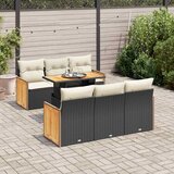 vidaXL 7-dijelni set vrtnih sofa od poliratana s jastucima crni bagrem Cijene
