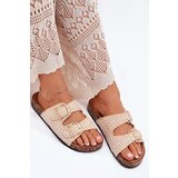 Boto Crochet Women's Slippers With Golden Buckles Beige Fenira | shoptok.hr