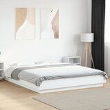 Maison Chic Posteljni okvir - Dvoposteljna postelja - Zakonska postelja bel 150x200 cm inženirski les-J9925, (21760607) | Shoptok.si