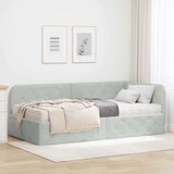 vidaXL Kotna postelja z vzmetnico Svetlo siva 100 x 200 cm Žamet | Shoptok.si