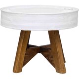 vidaXL Klubska mizica iz trdnega predelanega lesa 60x45 cm bela | Shoptok.si