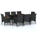  9-dijelni vrtni blagovaonski set s jastucima crni | shoptok.hr
