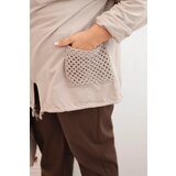 Kesi Włoski Women's Plus Size oversized cotton sweatshirt long sleeve beige | shoptok.hr