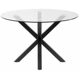 Kave Home Okrogla jedilna miza s stekleno ploščo, ø 119 cm