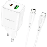 USB punjač sa kablom 1m Type-C to iPhone/lightning BN7 PD20W+QC3.0 set white