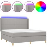  Box spring postelja z vzmetnico LED sv. siva 160x200 cm blago, (20789351) | Shoptok.si