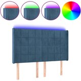 The Living Store led posteljno vzglavje temno modro 147x16x118/128 cm žamet - led vzglavje, (21418723) | Shoptok.si